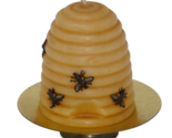 Beehive Shaped Wax Candle with Bees on Stand