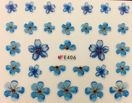 Nail Art 3D Decal Stickers Sweet Blue Flowers E406 - £2.41 GBP