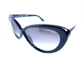 Tom Ford  TF253 Madison 01B Black 63mm Cat Eye Oversized Women&#39;s Sunglasses T1 - £135.48 GBP