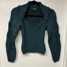 Express Womens Dark Teal Cropped Scoop Neck Sweater Top Knitted Size XS - $29.70