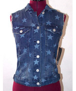 Rock and Republic Womens XS Vest Misses Denim Stars Jean Distressed Star... - $29.99