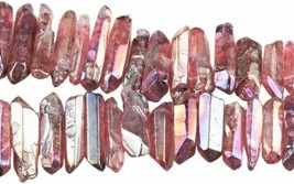 10 Red Quartz Points Pendants Beads Titanium Coated Spike Drops Jewelry Polished - £8.76 GBP
