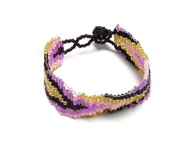 Mia Jewel Shop Multicolored Geometric Pattern Guatemalan Czech Glass Seed Beaded - $19.79