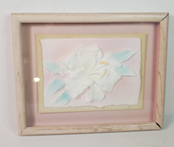 Figi  Hand Cast Paper 3D Pastel Lily Floral Framed Wall Art Signed PC 1980s Look - £11.83 GBP