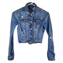 Hollister Girls Jean Jacket Distressed Size XS Women Denim Coat CA Grunge - $543.80 MXN