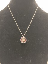 Marie’s Original Ruby Flower Pendant With Vintage Chain #24097 - £77.57 GBP