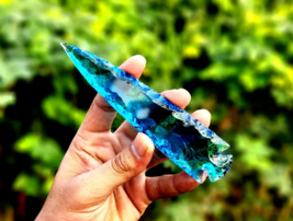 5.5-6&quot; Rare Blue Aqua Obsidian Glass Arrowhead Handmade Gemstone Gift Co... - $14.85+