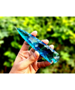 5.5-6&quot; Rare Blue Aqua Obsidian Glass Arrowhead Handmade Gemstone Gift Co... - $277.76 MXN+