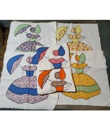 Sunbonnet Sue Southern Belle 6 Vintage Fabric Quilt Blocks 17x17 Appliqu... - £54.66 GBP