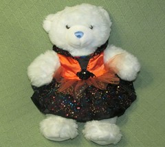 Babw Halloween Bear 15&quot; White Blue Plush Teddy Orange Black Spider Sequin Dress - £12.44 GBP