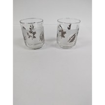 Set of 2 Vintage Libbey Silver Leaf Frosted Glasses 3&quot; by 2 1/4&quot; - £10.19 GBP