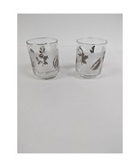 Set of 2 Vintage Libbey Silver Leaf Frosted Glasses 3&quot; by 2 1/4&quot; - £10.36 GBP