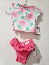 NWT BABY GAP Girls Pink Floral Ruffle Bathing Suit Swimsuit Size 3-6m - £11.66 GBP