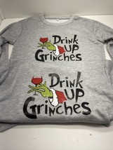 The Grinch “Drink Up Grinches” Sweatshirt Med Gray Lot Of 2  - £31.57 GBP