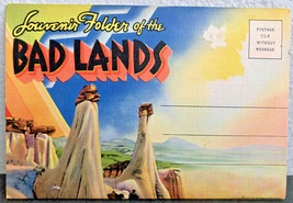 1940 Linen Postcard Souvenir Picture Folder The BAD LANDS SOUTH DAKOTA Art - $8.54