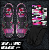 CAMO Socks for N Dunk Low Retro Premium Summit White Red Orbit Pink T Shirt 1 - £16.27 GBP