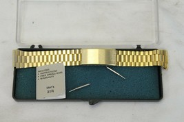 Gold Stainless Steel Metal Watch Band Man Watchband 6&quot; Long 13/16&quot; end Vintage - £21.14 GBP