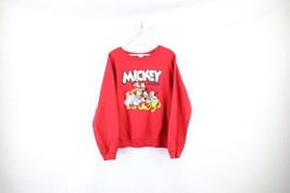 Vintage Disney Womens Medium Faded Spell Out Mickey and Friends Sweatshirt Red - £27.65 GBP
