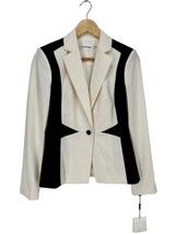 Calvin Klein NWT White Blazer With Black Contrast Suiting Jacket Polished Career - £44.36 GBP