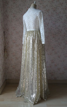 Gold Sequin Maxi Skirt Women Plus Size Sequin Maxi Skirt Holiday Sparkly Skirts image 9