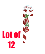 12pc 27&quot; Christmas Xmas Holiday Lawn Stakes Candy Cane Wood Garden Decor... - $703.34 MXN