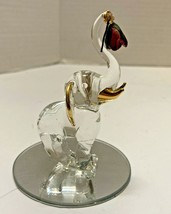 Glass Elephant Hand Sculpted With 22 K Gold Accents - £13.50 GBP