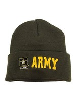 GREEN US UNITED STATES ARMY STAR LONG CUFFED KNIT BEANIE HAT SKI CAP STO... - €12,98 EUR