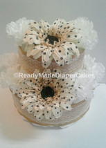 Brown and Lace Burlap Theme Baby Shower 2 Tier Floral Diaper Cake - £28.06 GBP