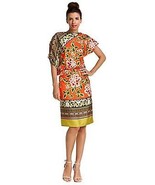 New NWT $495 Designer Womens Silk Josie Natori Dress Orange Flowers Purp... - £392.67 GBP