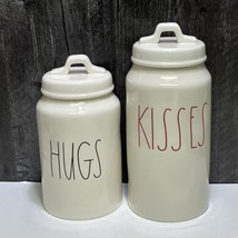 Rae Dunn Hugs and Kisses Canister Set Valentine&#39;s Day Tall Medium - £58.38 GBP