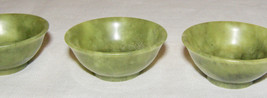 Set Of 4 Vintage Hand Carved Natural Jade Miniature Tea Bowl Cups - Flared Shape - £14.86 GBP