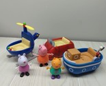 Peppa Pig lot Red Car Grandpa&#39;s blue boat Helicopter figures Mummy Suzy ... - £15.50 GBP