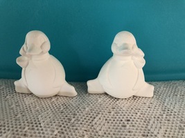 W2 - 2  Penguins Ceramic Bisque Ready to Paint, Unpainted, You Paint - £1.96 GBP