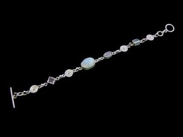 Womens Vintage Estate Sterling Silver Tennis Multi Stone Bracelet 11.7g #E1607 - £59.52 GBP