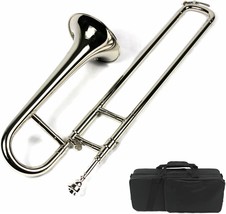 Brand New Bb Mini Trombone w/Case and Mouthpiece- Nickel Plated Finish - £376.58 GBP