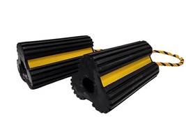 Rubber Wheel Chock Tire Wedge Blocks Rope Connect Truck Travel Trailer C... - £36.74 GBP