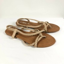 Anna Womens Sandals Faux Leather Braided Flat Thong Beige Size 7.5 - $14.49