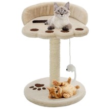Cat Tree with Sisal Scratching Post 40 cm Beige and Brown - £17.52 GBP