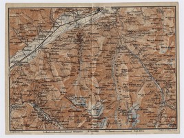 1905 Original Antique Map Of Vicinity Of Sion Saxon Mont Fort / Switzerland - £17.11 GBP
