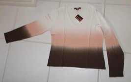 Vtg Bandolino V-Neck Sweater Multi Tie Dye Look Silk Blend L/S Washable L New - £18.73 GBP