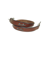 Vintage Tan Leather Belt w/ Metal Native American &amp; Settler in Row Boat ... - $43.74 CAD