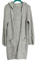 Gap Women&#39;s Long Hooded Cardigan Open Front w/ Pockets Size XS Heather Grey - £23.25 GBP