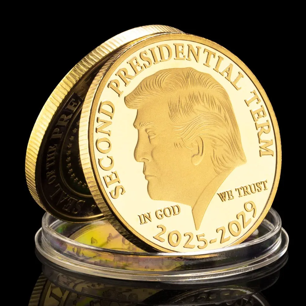 Donald Trump Gold Coin Golden Plated Collectable Coin and Case Included Second - £10.29 GBP