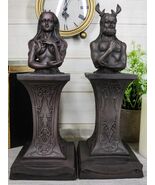Wiccan Deity Horned God And Crescent Celestial Moon Goddess Herm Bust Sc... - €72,92 EUR