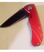 Red Handeled Black Blade Pocket Knife - $14.99