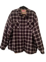 Wrangler Mens Shirt Jacket Sherpa Lined Flannel Plaid Button Up Size 2XL - $20.61