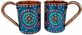 Pure Copper Handmade Outer Hand Painted Art Work Wine Straight Mug - Cup 16 oz - £26.89 GBP