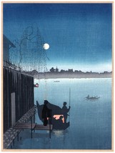 3059.Night bright moonlight.Asian Oriental 18x24 Poster.Japan Decorative interio - £22.05 GBP