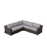 5-Pc Rattan Wicker Sectional Patio Set, Comfy Cushions, Brown/Gray - $32,095.46 MXN
