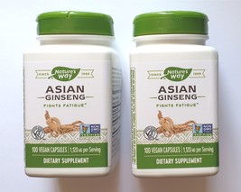 2 x Nature&#39;s Way Premium Herbal Asian Ginseng Fights Fatigue  100 Ct   - 01-2027 - $31.88